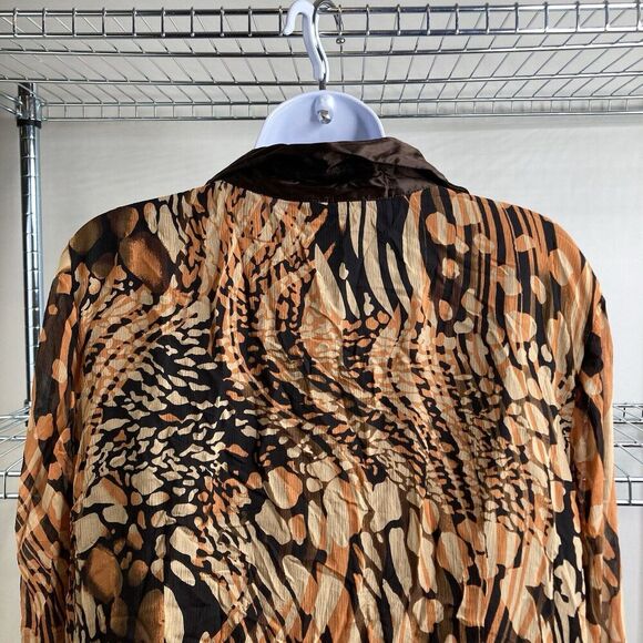Bob Mackie Abstract Orange and Brown Blouse - Picture 4 of 11